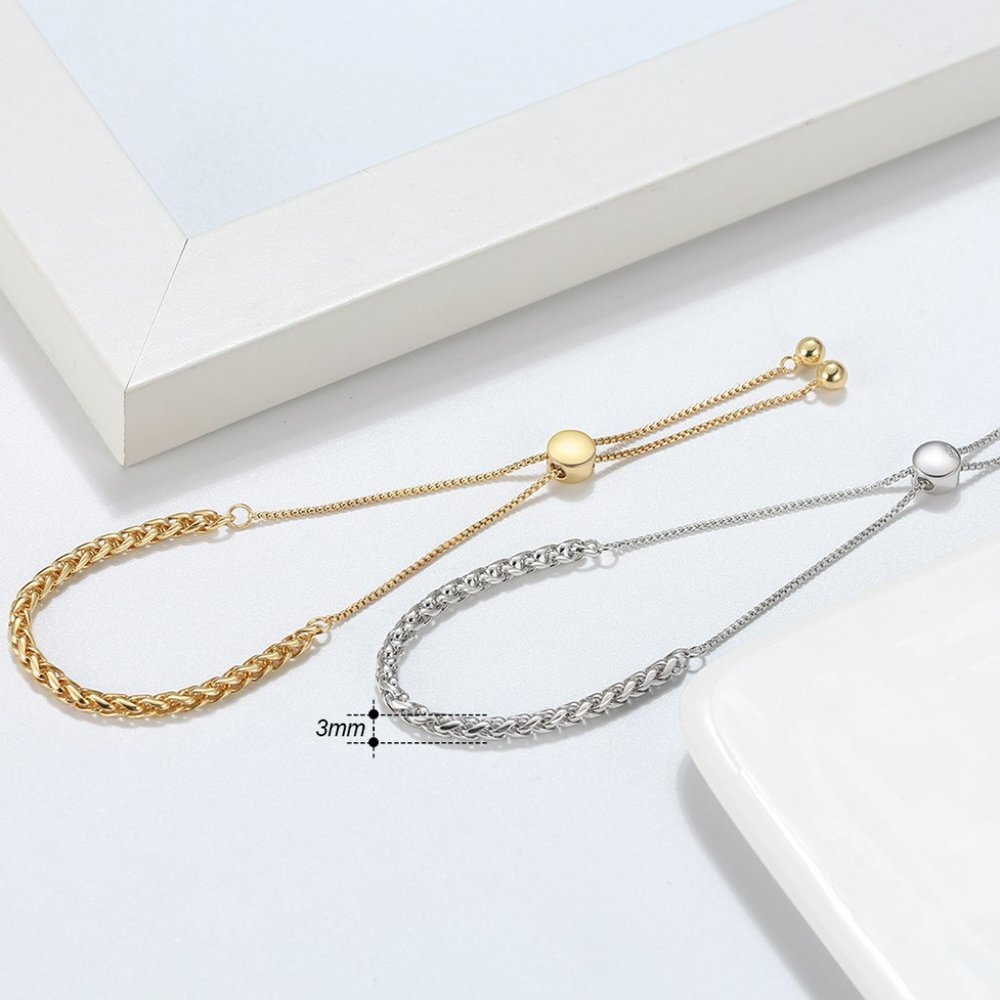 New: 18K Gold Vermeil Chopin Chain Adjustable Bracelet - Picture 3 of 8